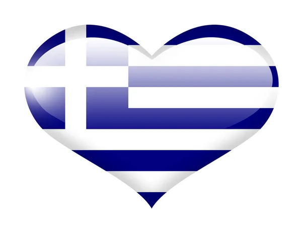Σημαία Ελλάδας Στην Καρδιά Αντανάκλαση — Φωτογραφία Αρχείου
