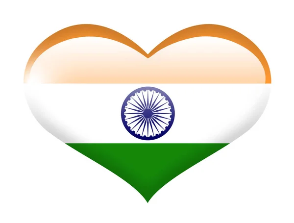 Bendera India Pada Hati Dengan Refleksi — Stok Foto