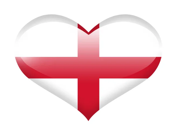 Bandera Inglaterra Corazón Con Reflejo —  Fotos de Stock