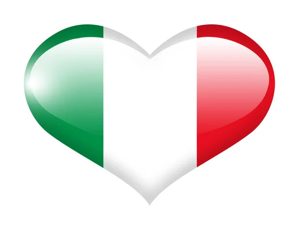 Italië Vlag Hart Met Reflectie — Stockfoto