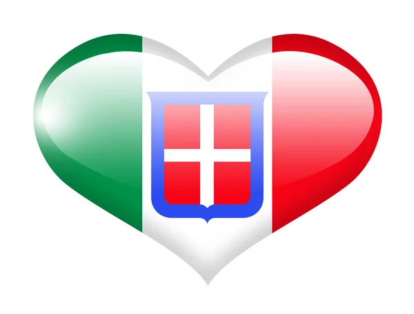 Italiensk Monarki Flagga Hjärtat Med Reflektion — Stockfoto