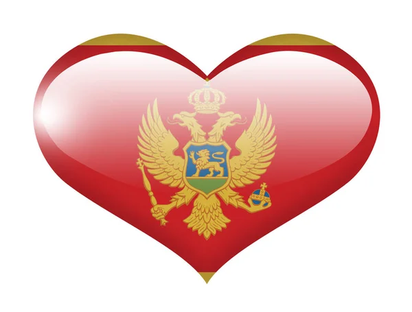 Flaga Czarnogóry Sercu Refleksją — Zdjęcie stockowe