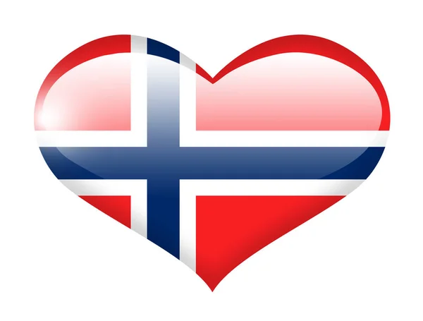 Флаг Норвегии Сердце Отражением — стоковое фото
