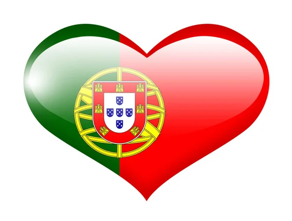 Bandeira Portugal Coração Com Reflexão — Fotografia de Stock