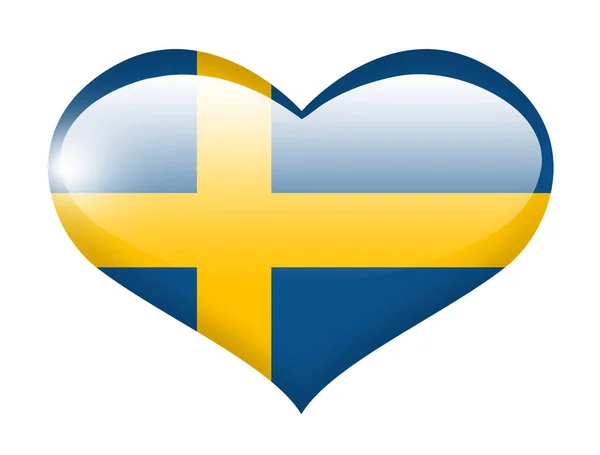 Suécia Bandeira Coração Com Reflexão — Fotografia de Stock