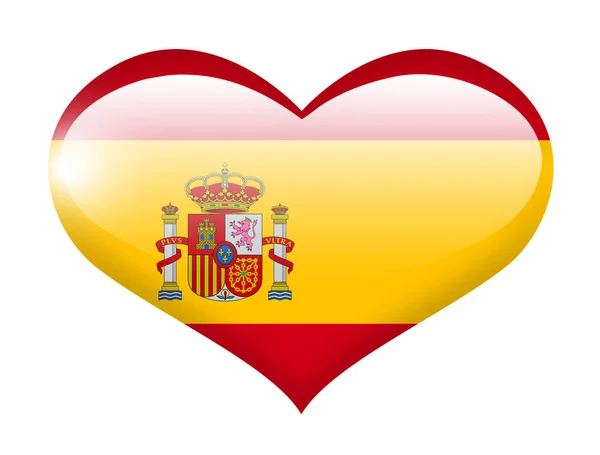 Флаг Испании Сердце Отражением — стоковое фото