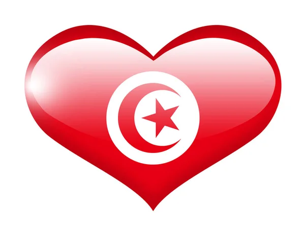 Drapeau Tunisie Sur Cœur Avec Réflexion — Photo