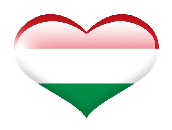 Maďarská Vlajka Srdci Reflexí — Stock fotografie