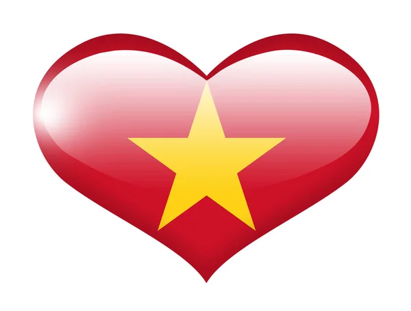 Flaga Wietnamu Sercu Refleksją — Zdjęcie stockowe