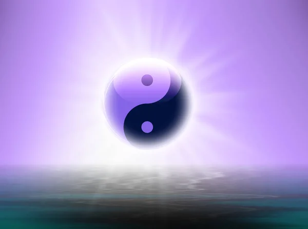 Yin Yang Brilhante Suspenso Sobre Água — Fotografia de Stock