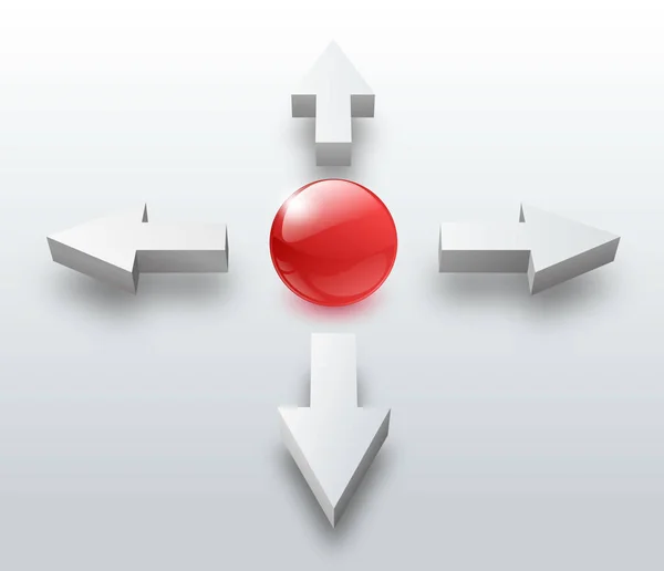 Hefe Vorwärts Rückwärts Rechts Links Mit Roter Kugel — Stockfoto