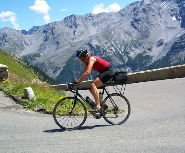 Cyclist on mountain road