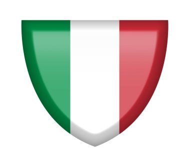 Beyaz arka planda İtalya bayrağı olan kalkan