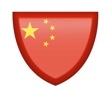 Beyaz arka planda Çin bayrağı olan kalkan