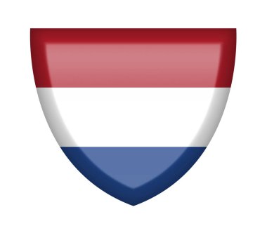 Beyaz arka planda Hollanda bayrağı olan kalkan