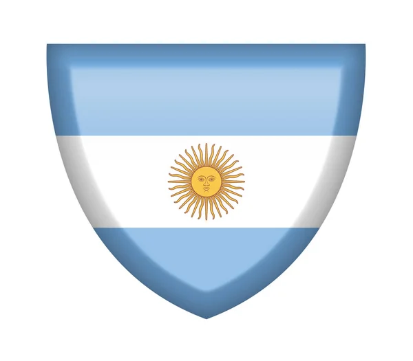 Escudo Com Bandeira Argentina Sobre Fundo Branco — Fotografia de Stock