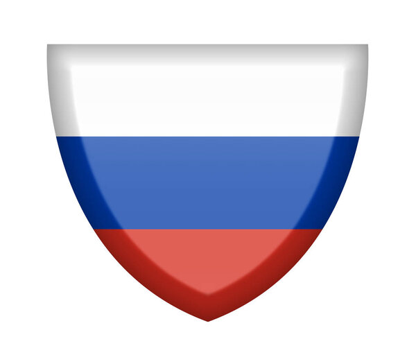 Shield with Russia flag on a white background