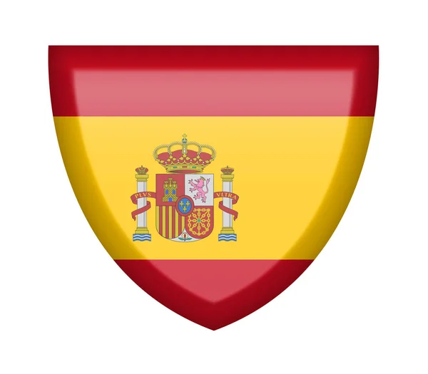 Escudo Com Bandeira Espanha Fundo Branco — Fotografia de Stock