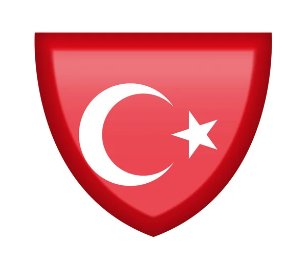 Ασπίδα Τουρκική Σημαία Λευκό Φόντο — Φωτογραφία Αρχείου