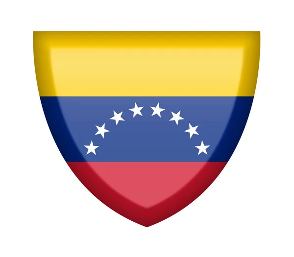 Ασπίδα Σημαία Βενεζουέλας Λευκό Φόντο — Φωτογραφία Αρχείου