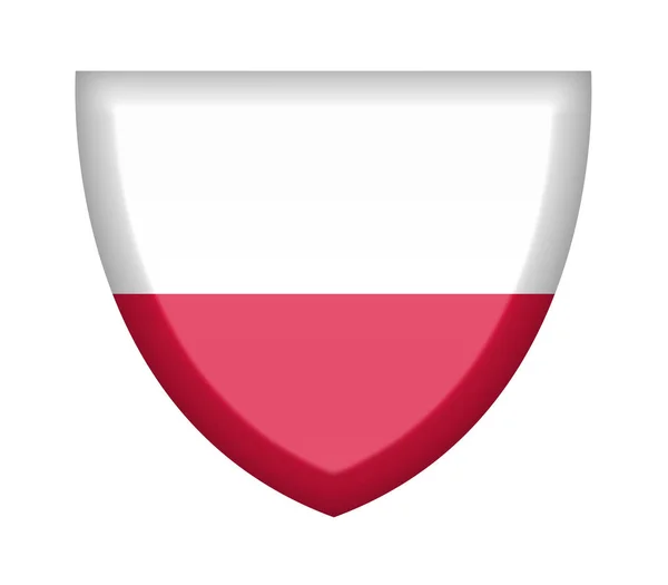 Escudo Con Bandera Polonia Sobre Fondo Blanco — Foto de Stock