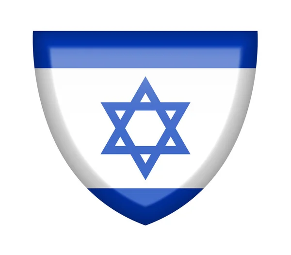 Escudo Com Bandeira Israel Sobre Fundo Branco — Fotografia de Stock