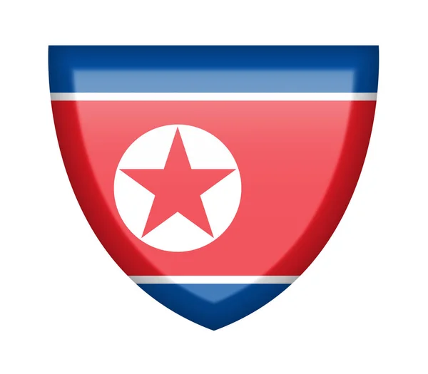 Sköld Med Nordkorea Flagga Vit Bakgrund — Stockfoto