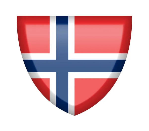 Sköld Med Norge Flagga Vit Bakgrund — Stockfoto