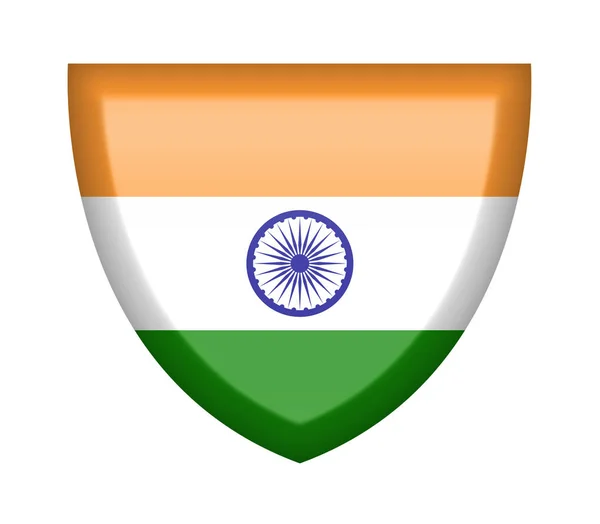 Щит Індійським Прапором Білому Тлі — стокове фото