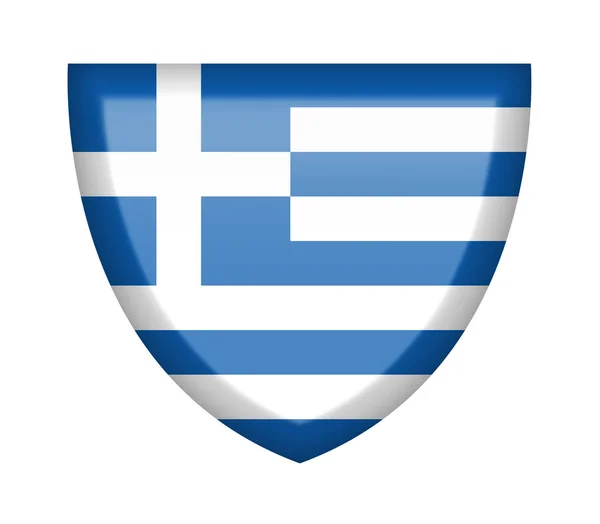 Escudo Con Bandera Grecia Sobre Fondo Blanco —  Fotos de Stock
