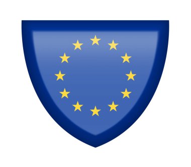 Beyaz zemin üzerinde Avrupa Birliği bayrağı olan kalkan