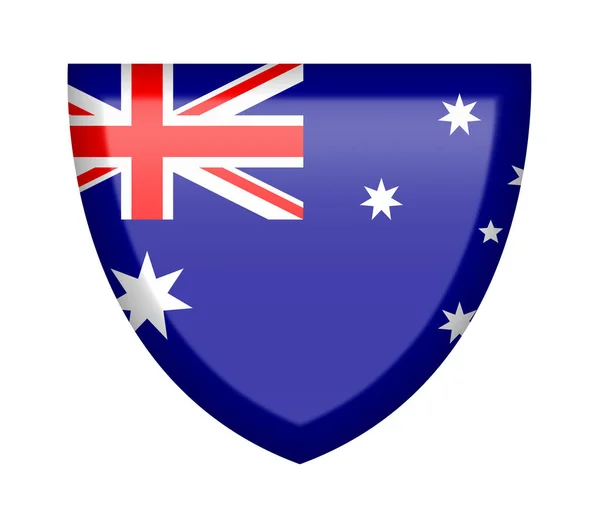 Escudo Con Bandera Australia Sobre Fondo Blanco — Foto de Stock