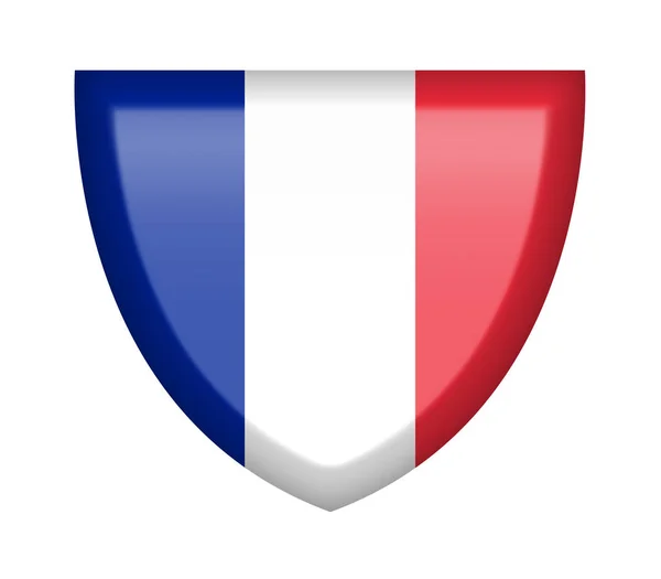 Shield France Flag White Background — Stock Photo, Image