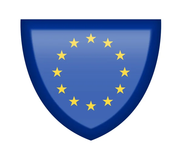 Štít Vlajkou Evropské Unie Bílém Pozadí — Stock fotografie