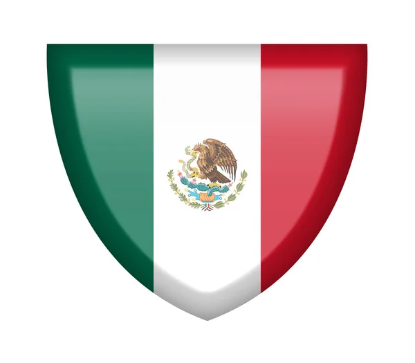 Escudo Com Bandeira México Fundo Branco — Fotografia de Stock