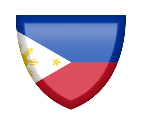 Escudo Con Bandera Filipinas Sobre Fondo Blanco — Foto de Stock