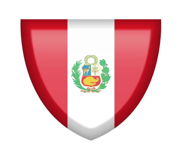 Shield Peru Flag White Background — Stock Photo, Image