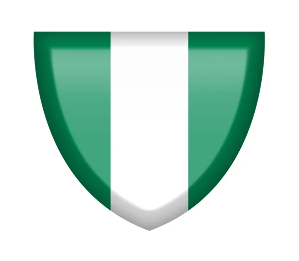 Escudo Com Bandeira Nigéria Fundo Branco — Fotografia de Stock
