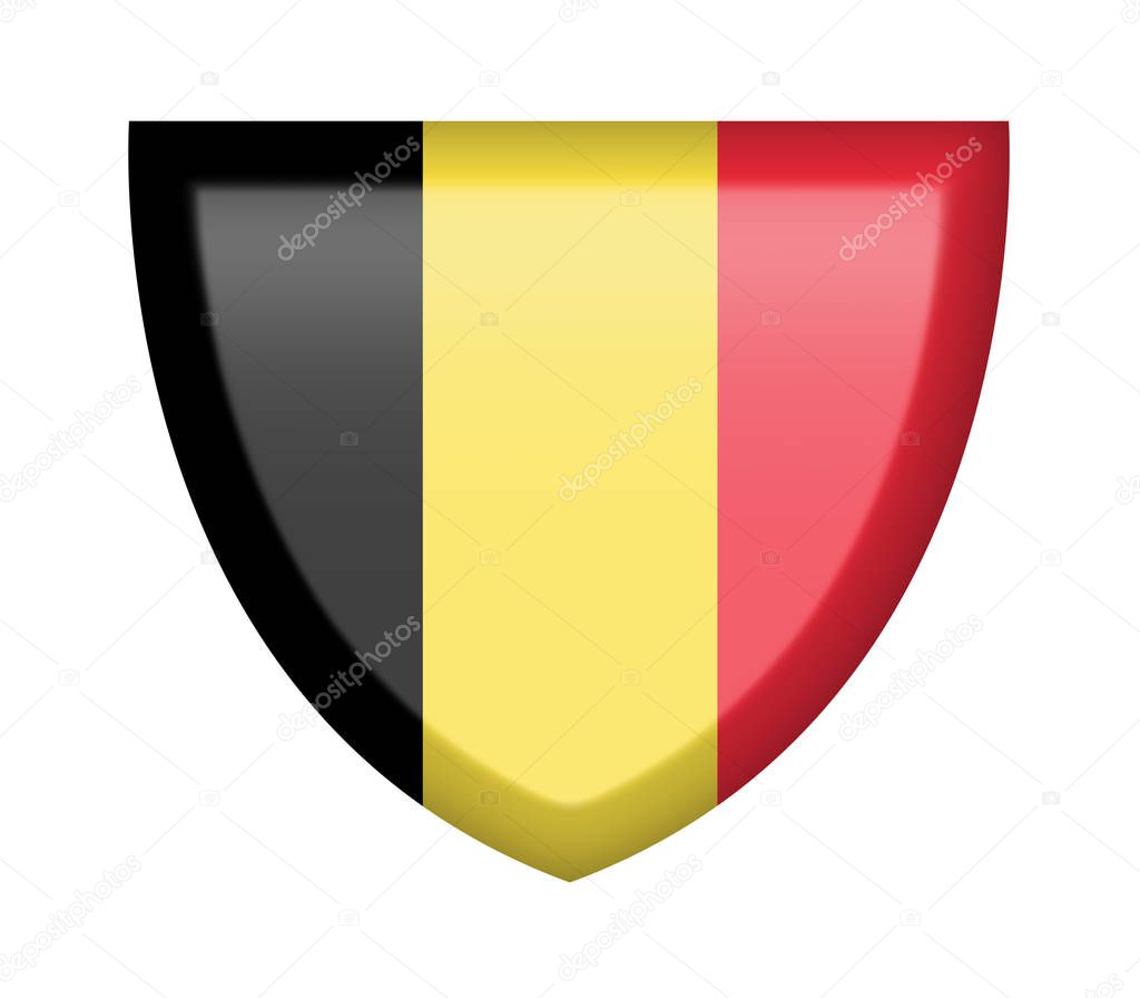 Shield with Belgium flag on a white background