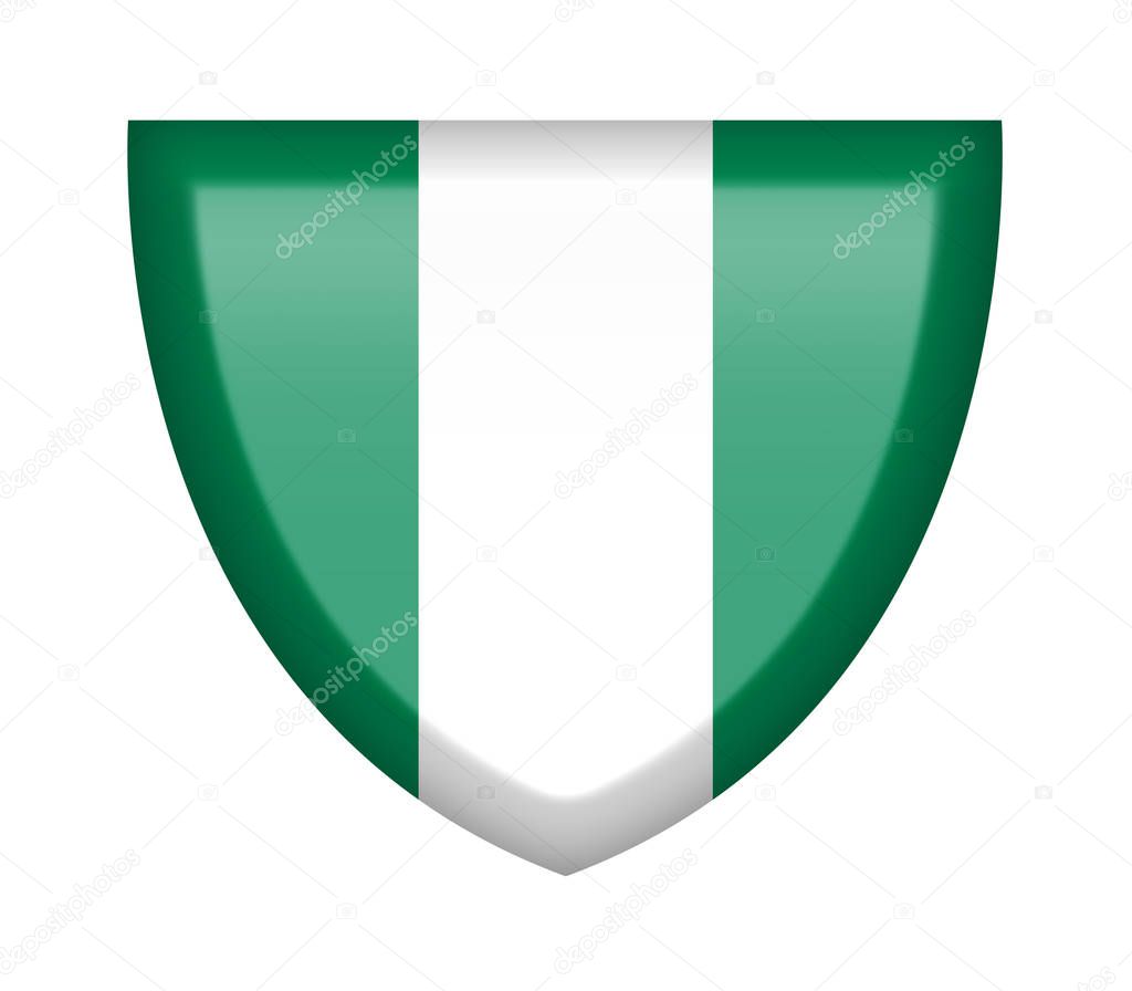 Shield with Nigeria flag on a white background