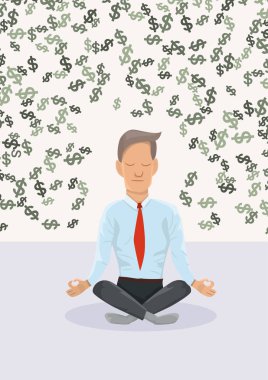 İşadamı para hakkında meditasyon.