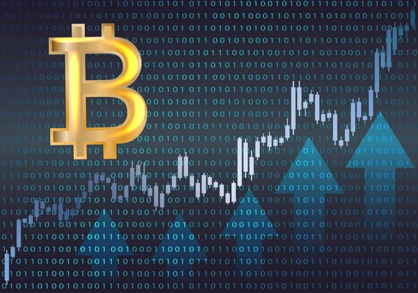 Símbolo e gráfico Bitcoin — Vetor de Stock