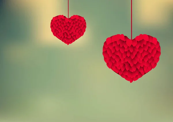 Fondo de San Valentín con corazones de hojas — Archivo Imágenes Vectoriales