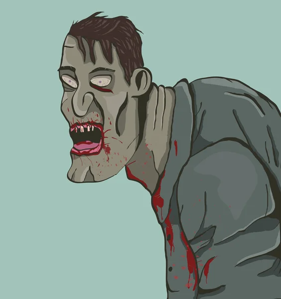 Zombie dessin animé courbé . — Image vectorielle