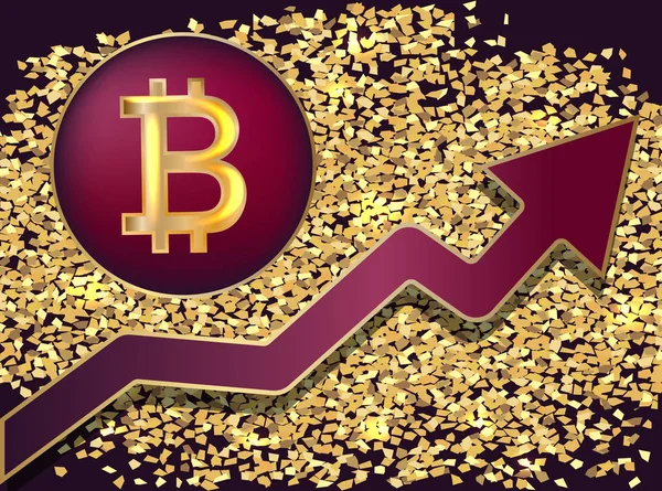 Aumento de preço bitcoin . — Vetor de Stock