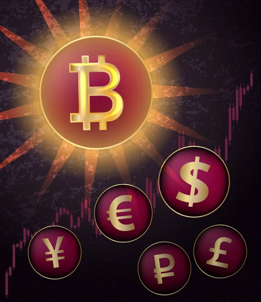 Bitcoin sustituye a la moneda tradicional — Vector de stock