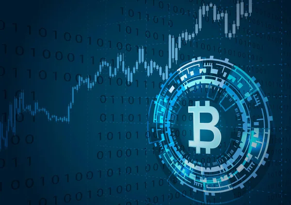 Bitcoin-Symbol und Kurstabelle. — Stockvektor