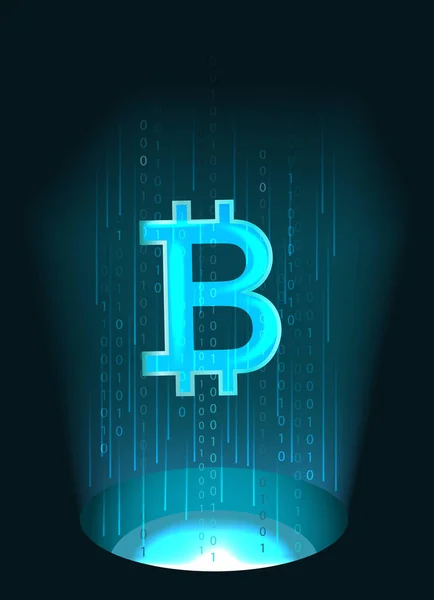 Symbole Bitcoin et code binaire . — Image vectorielle