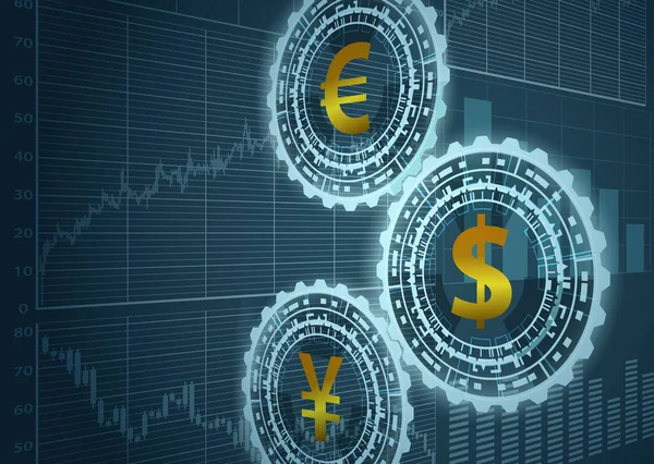 Para birimi simgelerini ve grafikler.