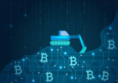 Bitcoin madencilik vektör kavramı.